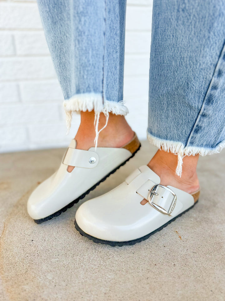 Zoccolo Birkenstock Boston Big Buckle in pelle - Amalfi Oyster