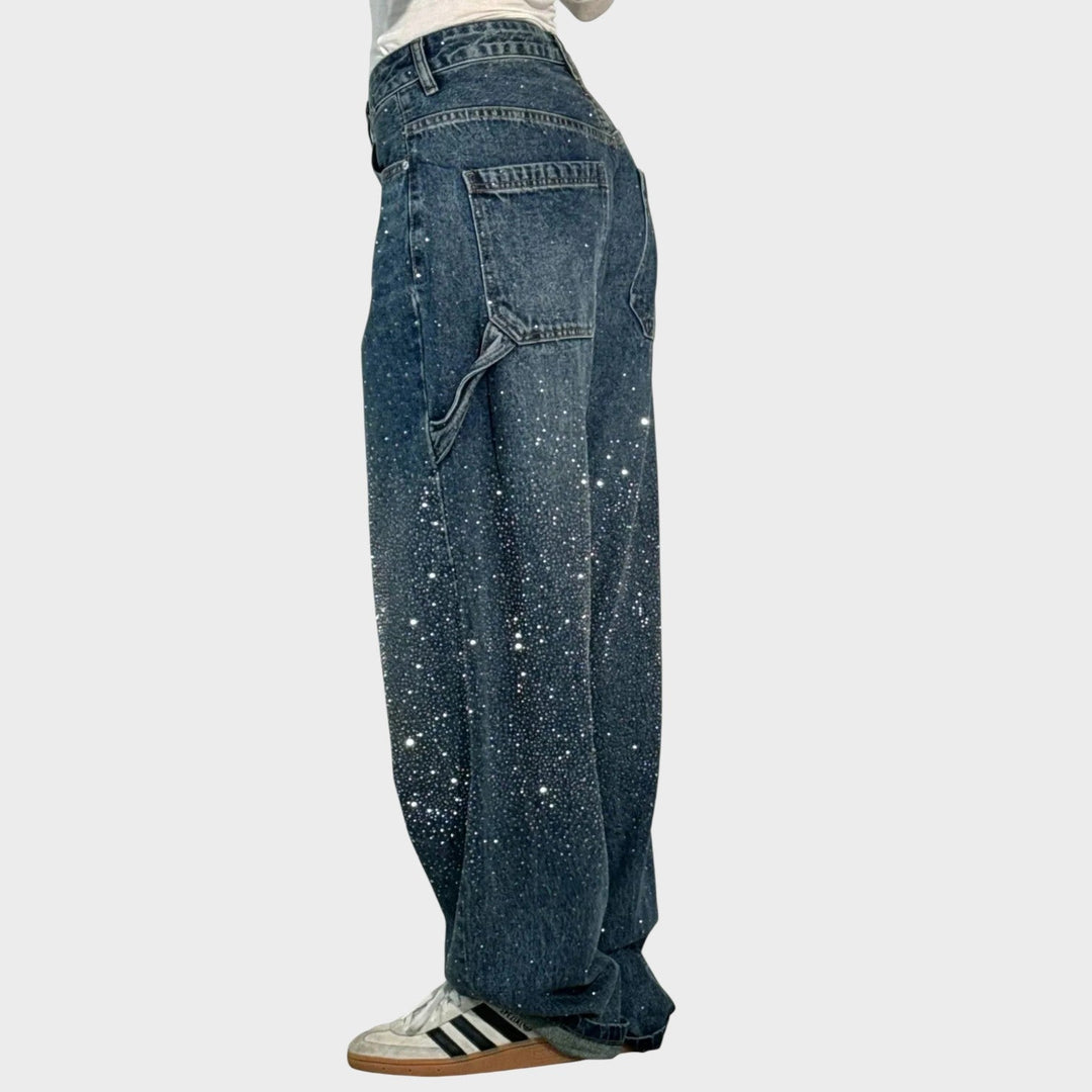 Zoe - Jeans a gamba larga con dettagli gioiello