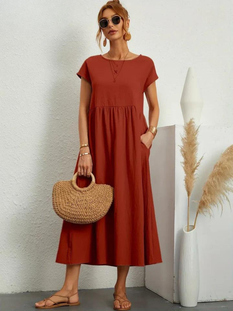 Anro™ | Abito essenziale in cotone e lino dallo stile elegante