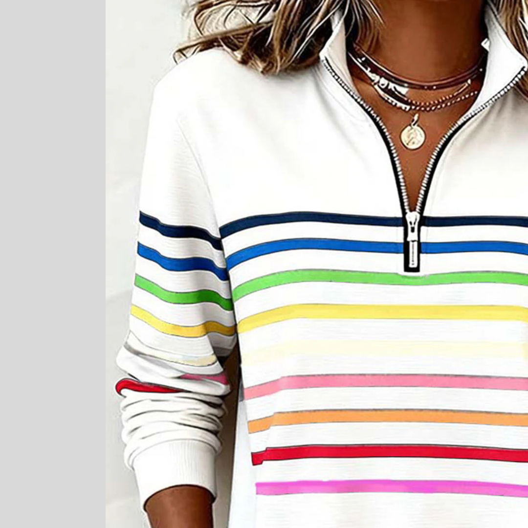 EMMA | Felpa da Donna a Righe con Zip a Quarto