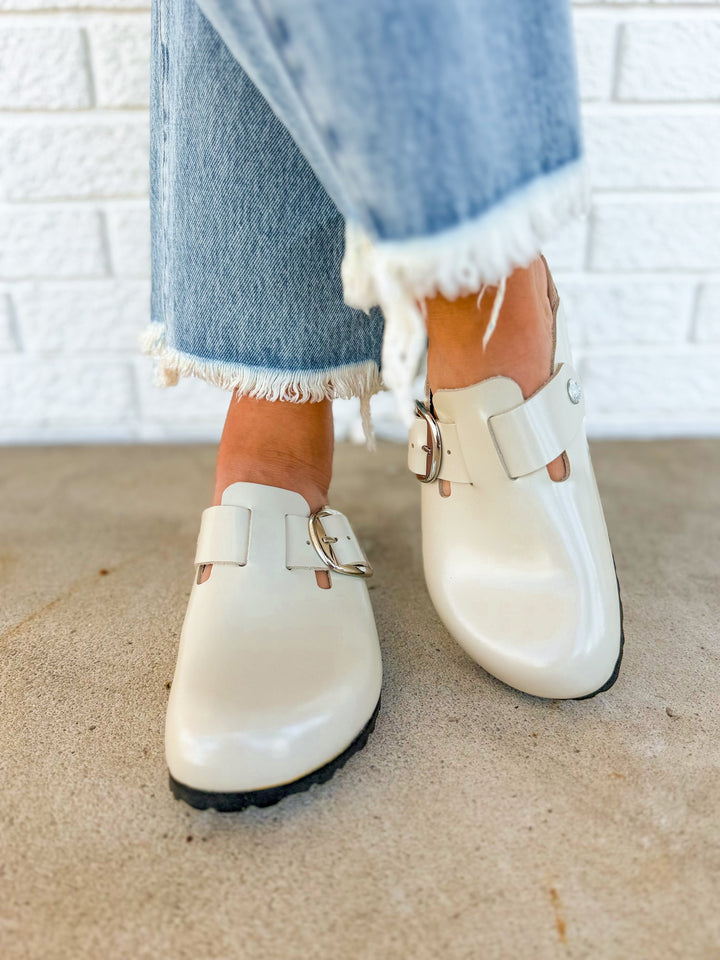 Zoccolo Birkenstock Boston Big Buckle in pelle - Amalfi Oyster