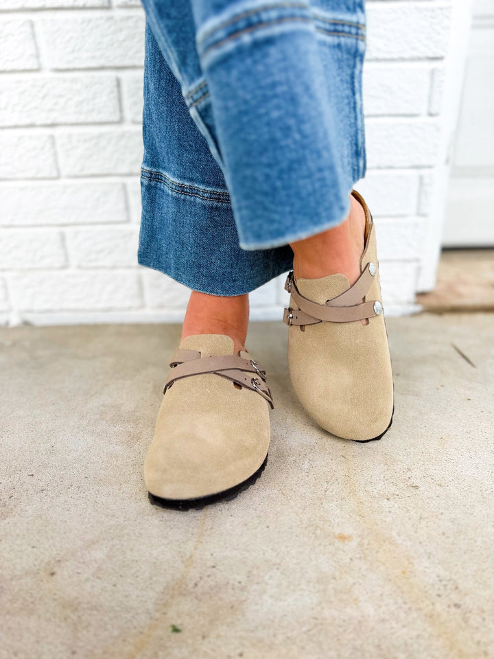 Zoccolo Birkenstock Blair in pelle scamosciata - Tortora