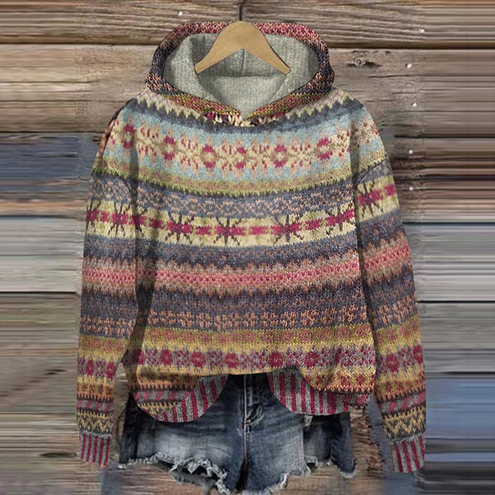 Maglione con cappuccio etnico retrò
