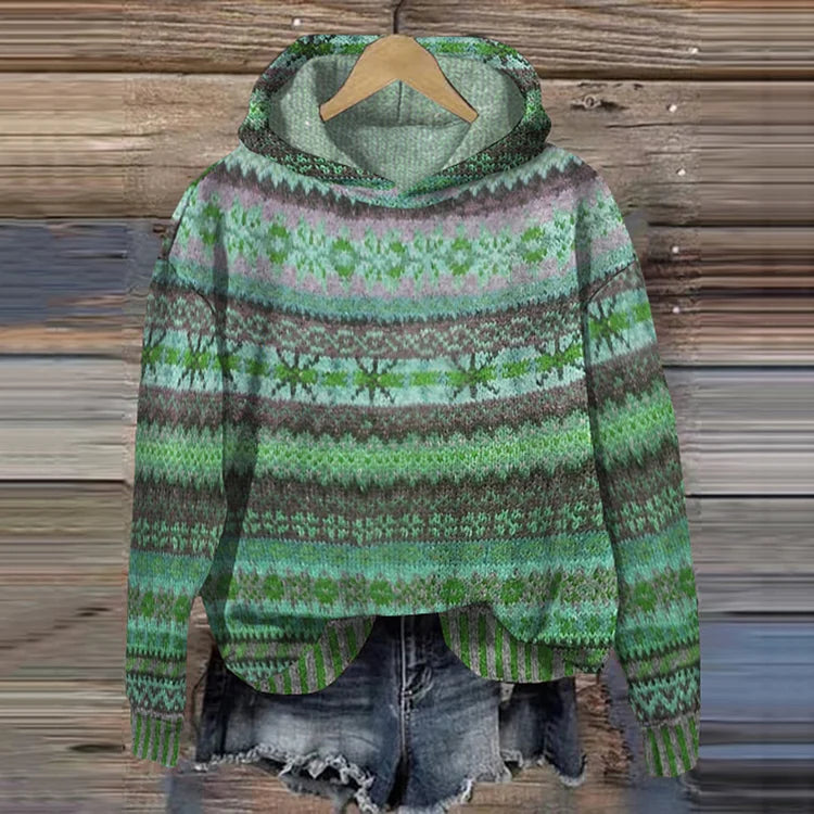 Maglione con cappuccio etnico retrò