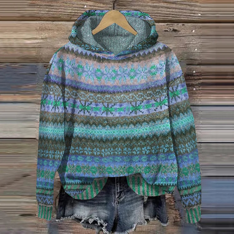 Maglione con cappuccio etnico retrò