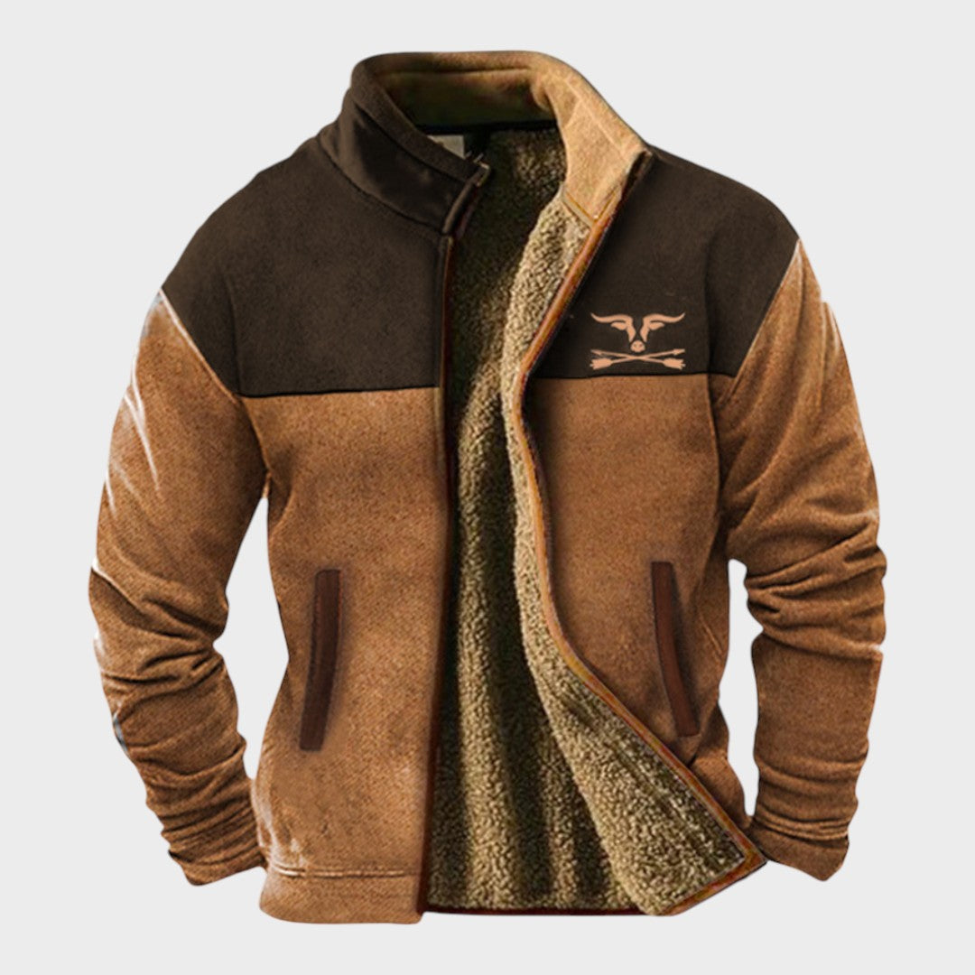 Adrian | Giacca in Fleece Bicolore Marrone