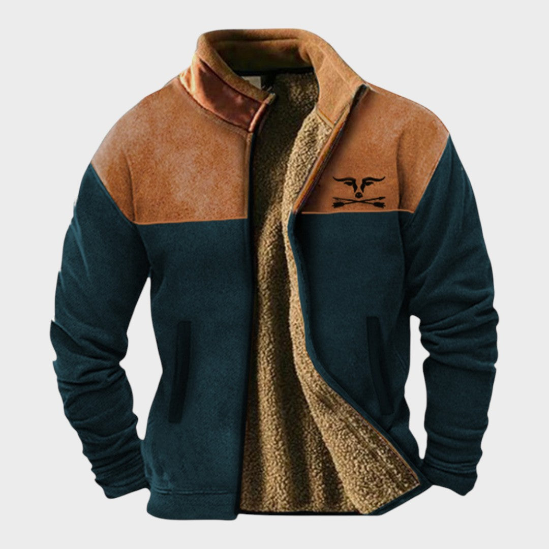 Adrian | Giacca in Fleece Bicolore Marrone
