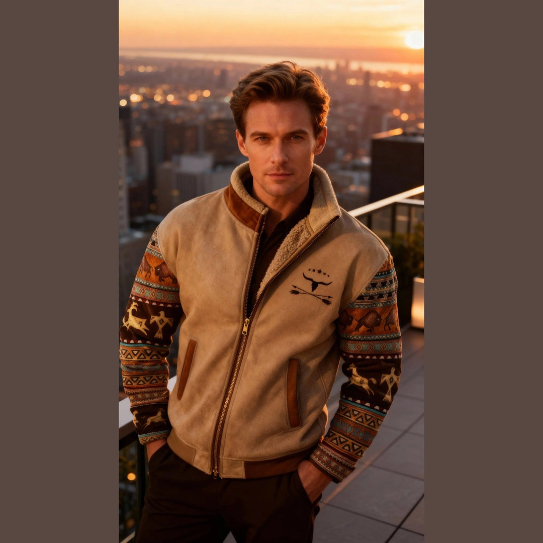 Adrian | Giacca in Fleece Bicolore Marrone