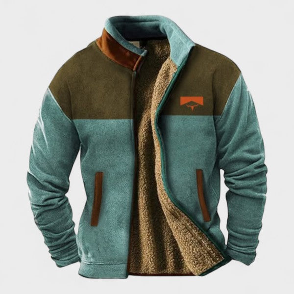 Adrian | Giacca in Fleece Bicolore Marrone