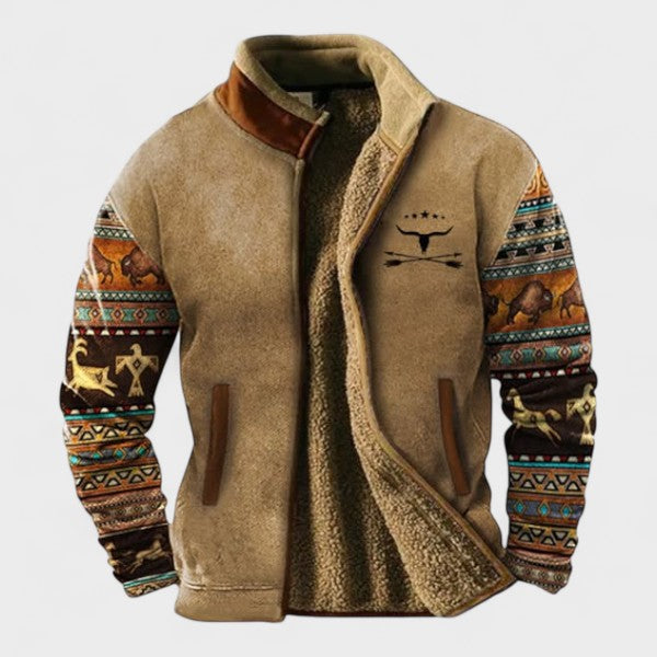 Adrian | Giacca in Fleece Bicolore Marrone