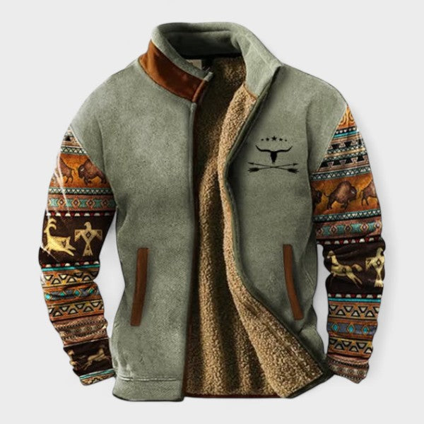Adrian | Giacca in Fleece Bicolore Marrone