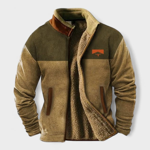 Adrian | Giacca in Fleece Bicolore Marrone