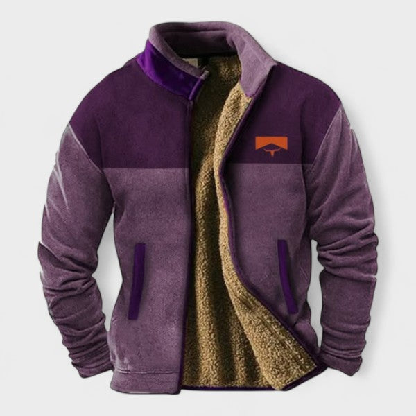 Adrian | Giacca in Fleece Bicolore Marrone