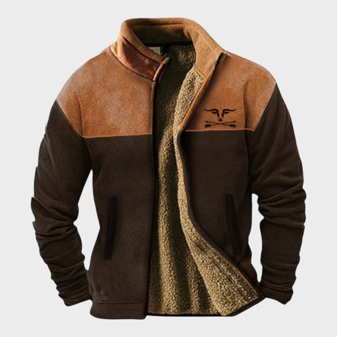 Adrian | Giacca in Fleece Bicolore Marrone