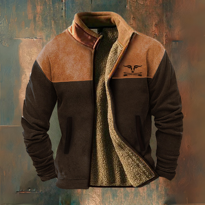 Adrian | Giacca in Fleece Bicolore Marrone