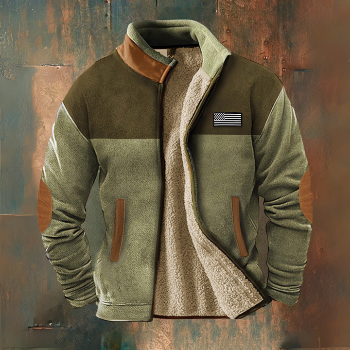 Aaron | Giacca in Fleece con Pannelli a Contrasto Marrone