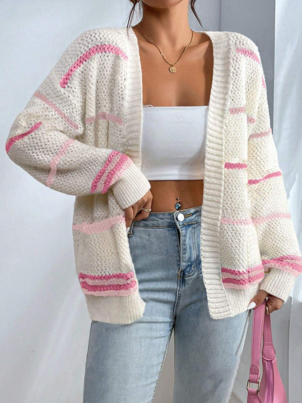 Cardigan oversize in maglia - Maglione lungo a maniche lunghe aperto davanti