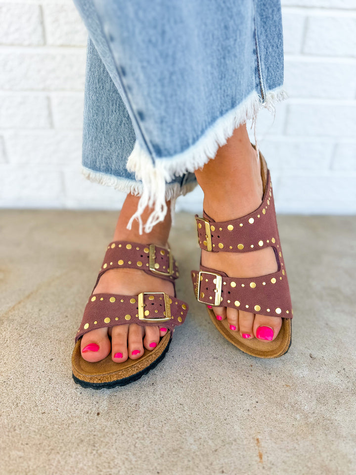 Birkenstock Arizona Rivets Suede Leather Sandal - Pepper