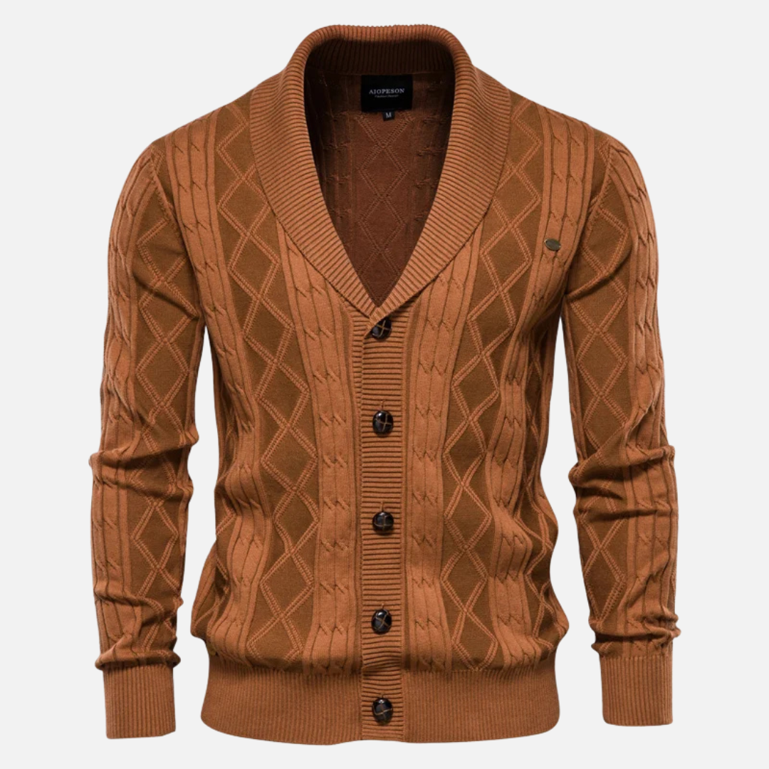 Leo - Cardigan a rombi in morbida miscela