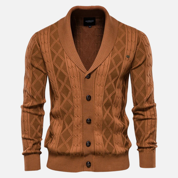 Leo - Cardigan a rombi in morbida miscela