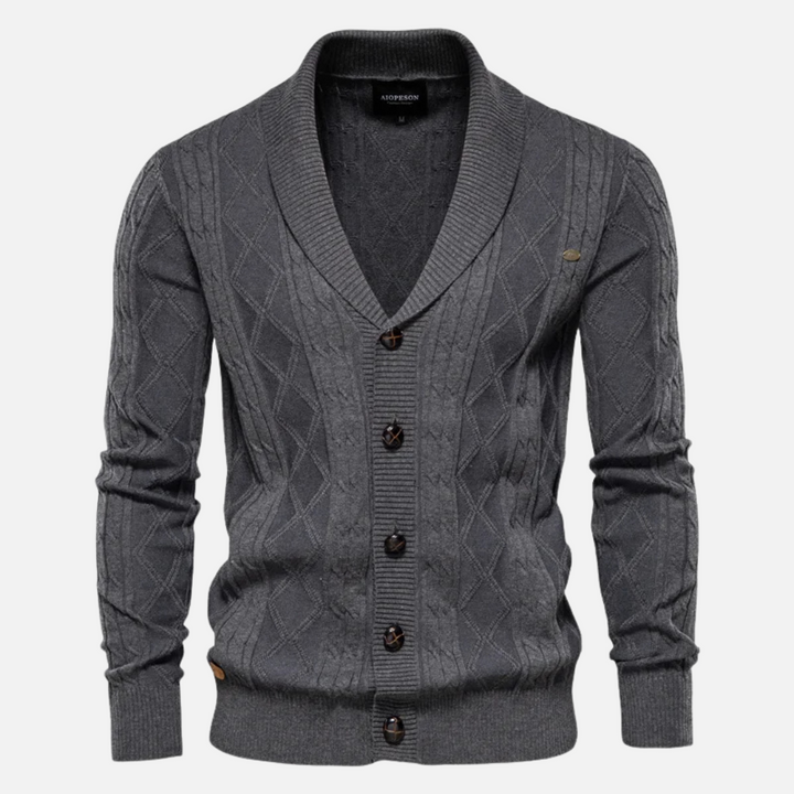 Leo - Cardigan a rombi in morbida miscela