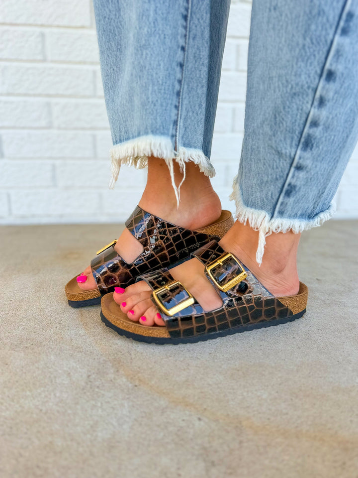 Sandalo Birkenstock Arizona in pelle goffrata - Nero