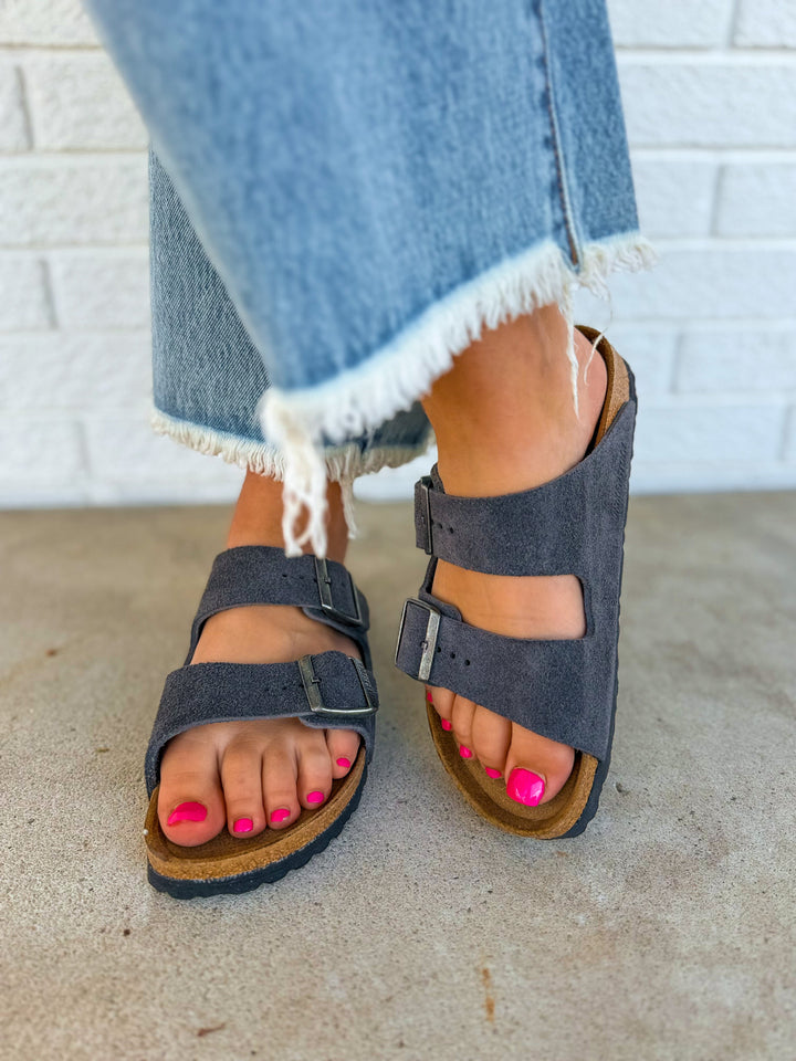 Sandalo Birkenstock Arizona in pelle scamosciata - Antracite