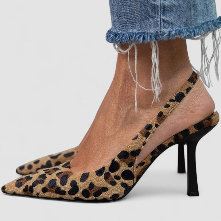 Matilda - Décolleté a punta con stampa leopardata color kaki