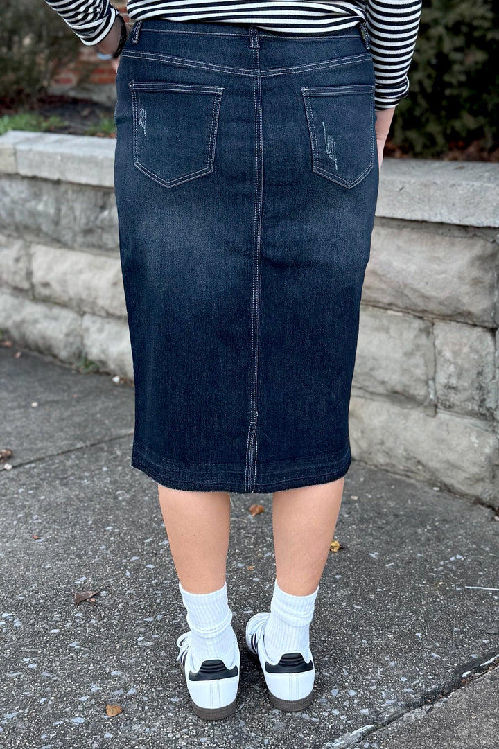 Gonna di jeans effetto vissuto Gianna (lavaggio nero)