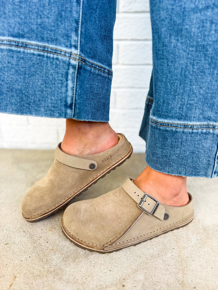 Zoccoli Birkenstock Lutry Premium in montone - Taupe