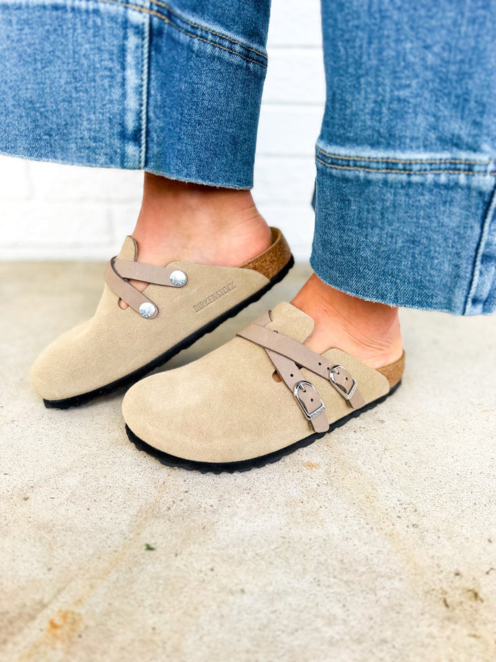 Zoccolo Birkenstock Blair in pelle scamosciata - Tortora