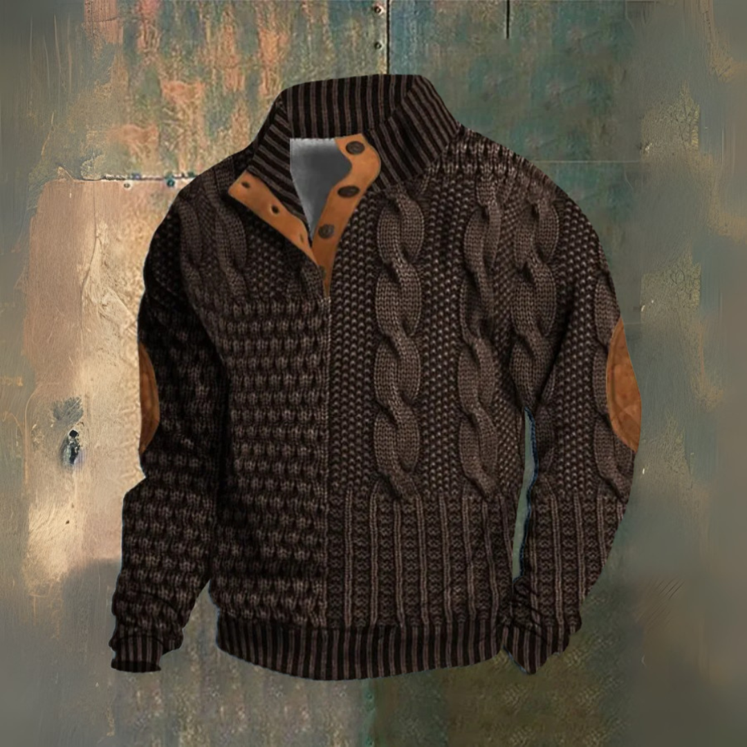 Elliot | Maglione A Collo Alto In Maglia A Treccia Blu Navy