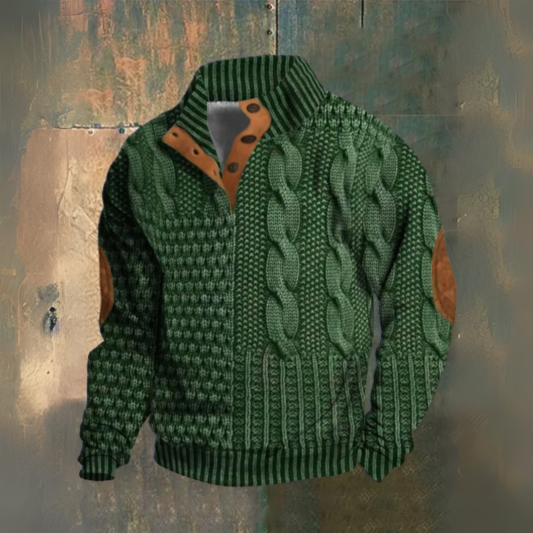 Elliot | Maglione A Collo Alto In Maglia A Treccia Blu Navy