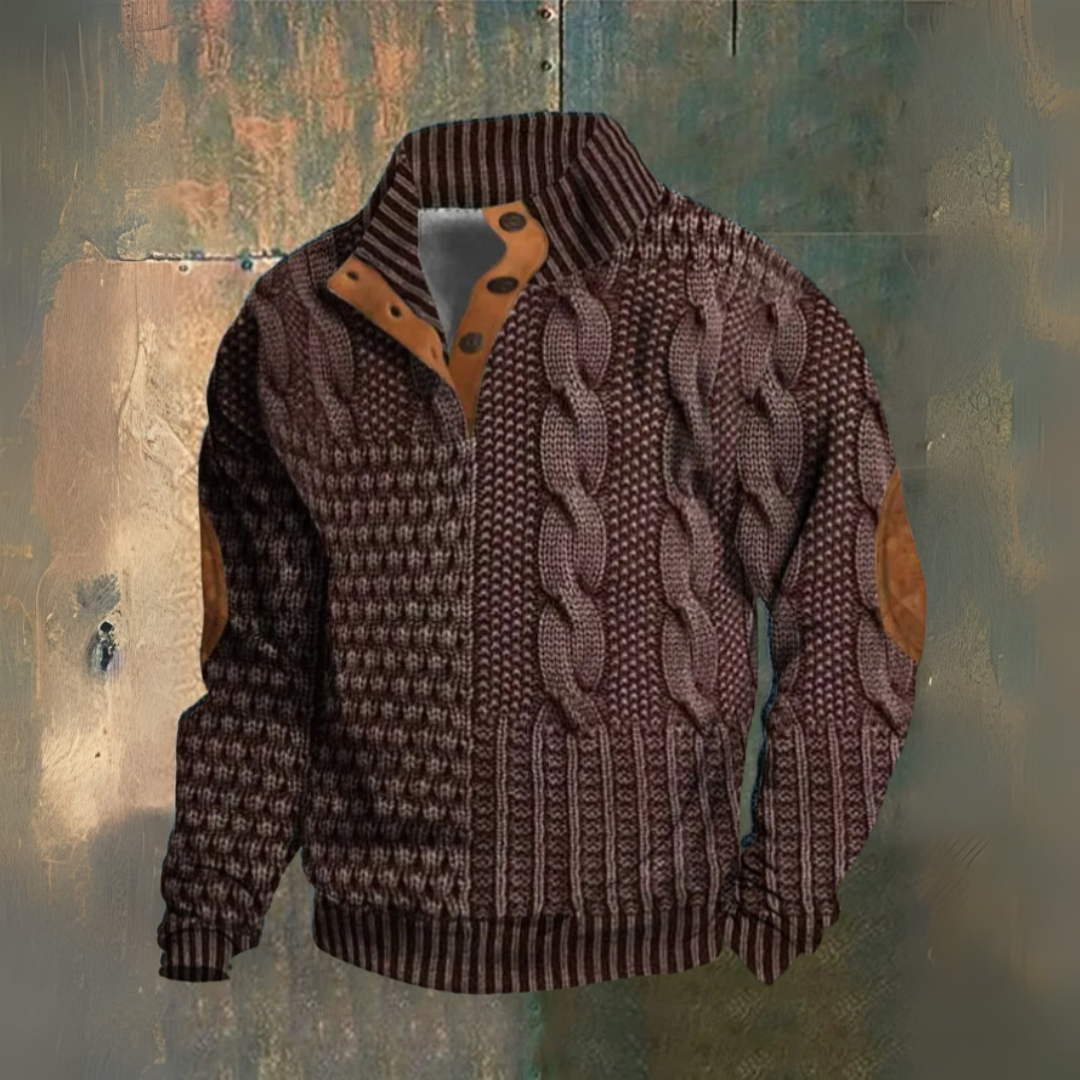Elliot | Maglione A Collo Alto In Maglia A Treccia Blu Navy