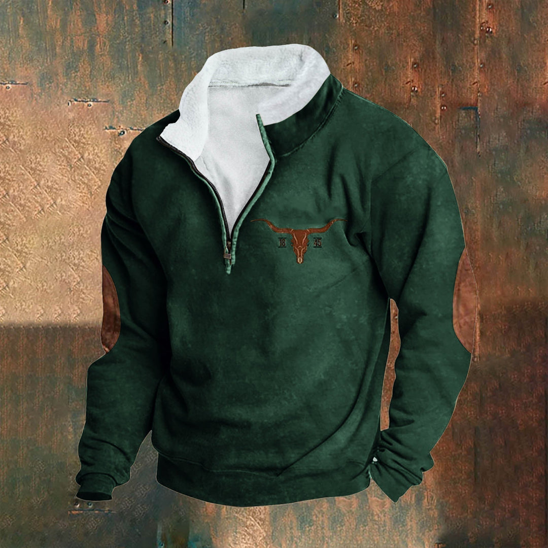 Emmett | Felpa crema con zip a metà
