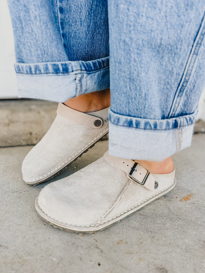 Birkenstock Lutry Zoccolo in camoscio premium - Oyster
