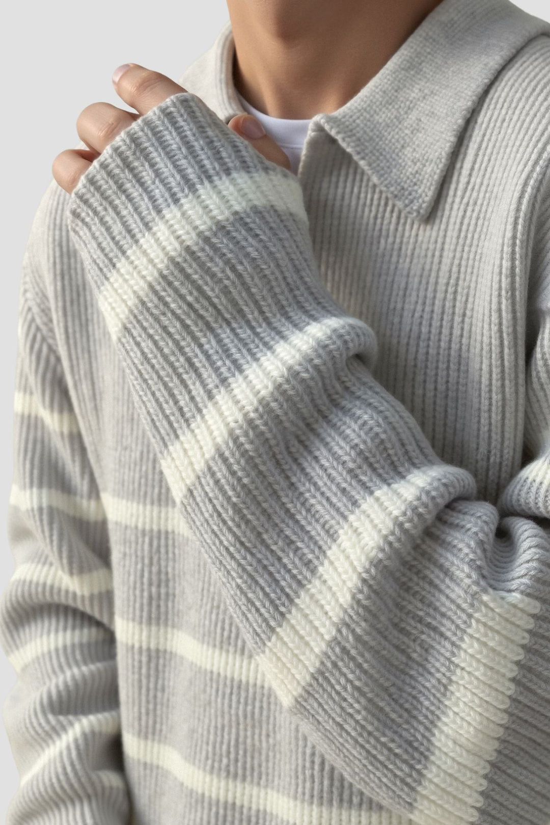 Declan - Maglione a righe con mezza zip