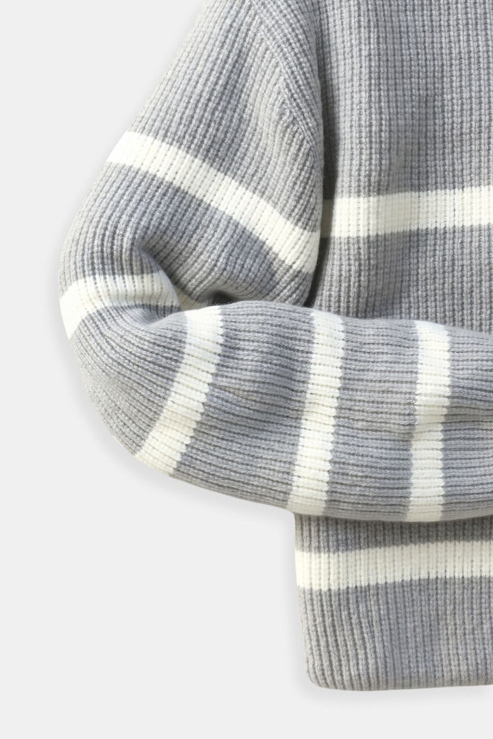 Declan - Maglione a righe con mezza zip