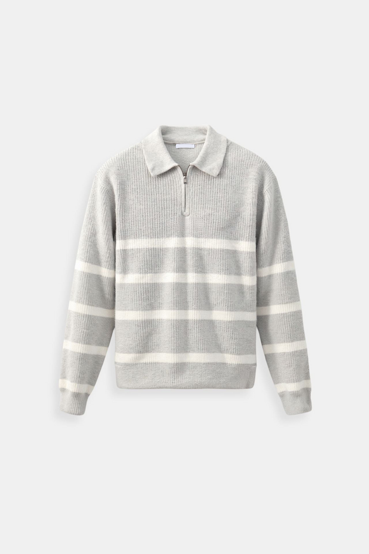 Declan - Maglione a righe con mezza zip