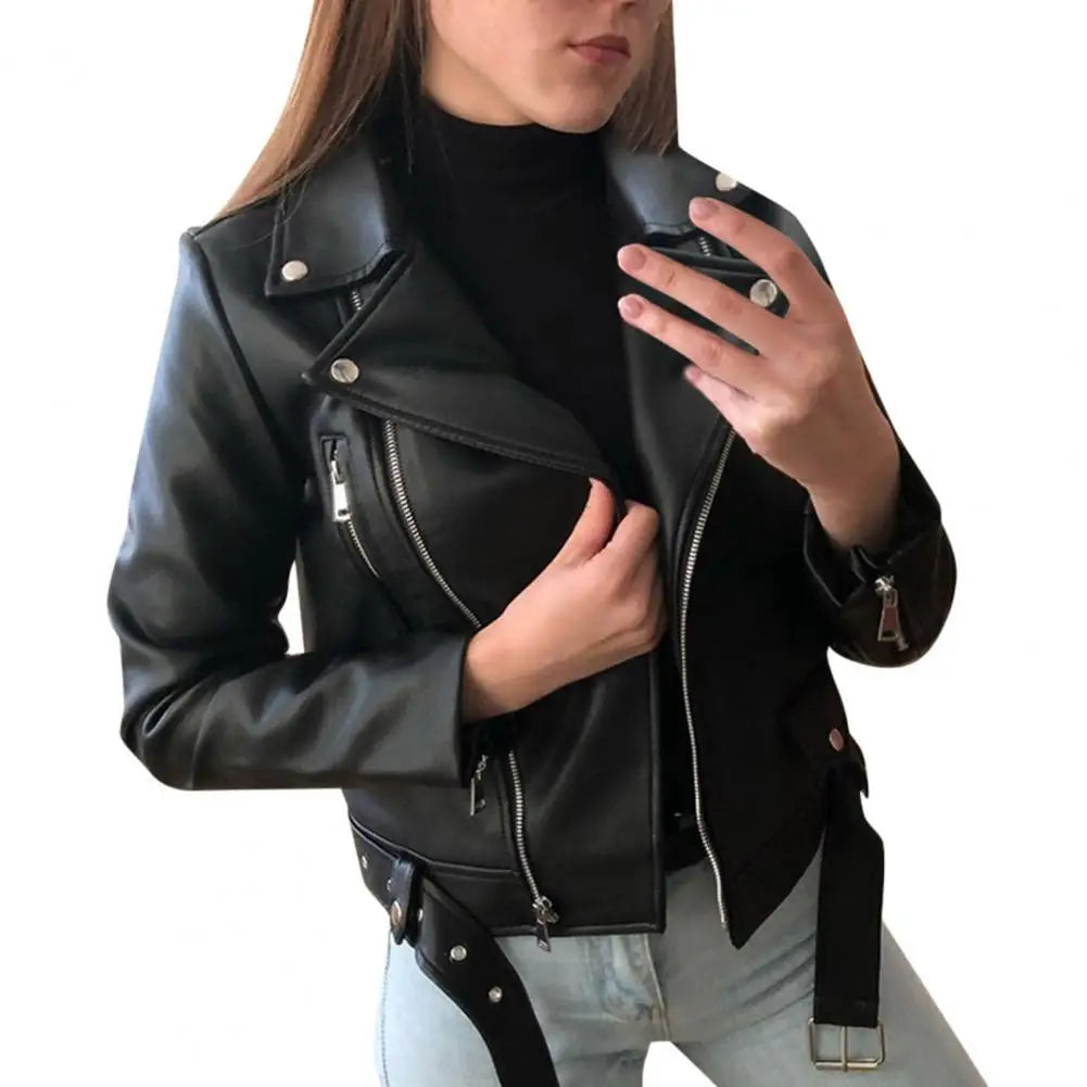 Elegante giacca da motociclista in pelle