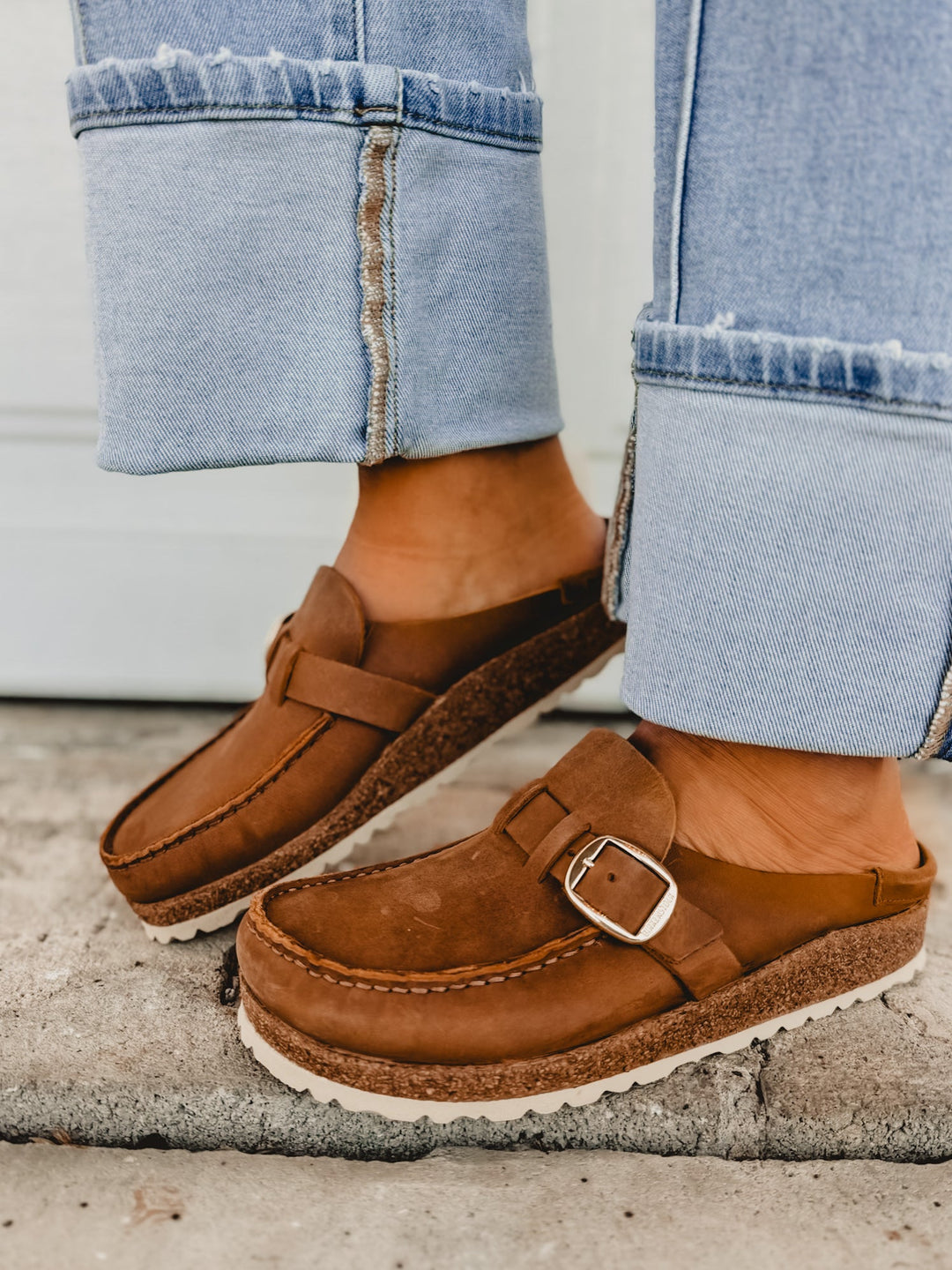 Zoccolo Birkenstock Buckley in pelle oliata - Cognac