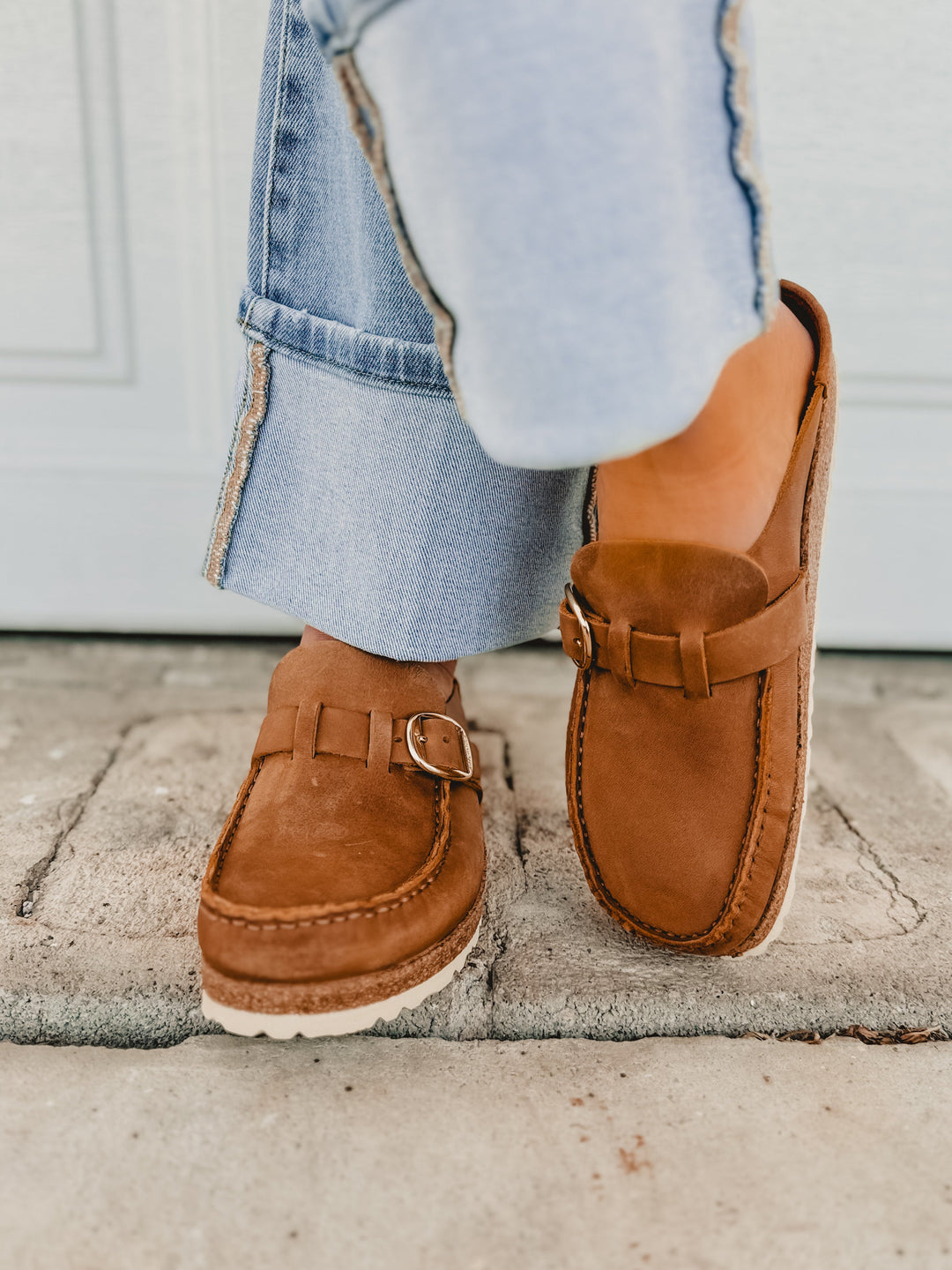 Zoccolo Birkenstock Buckley in pelle oliata - Cognac