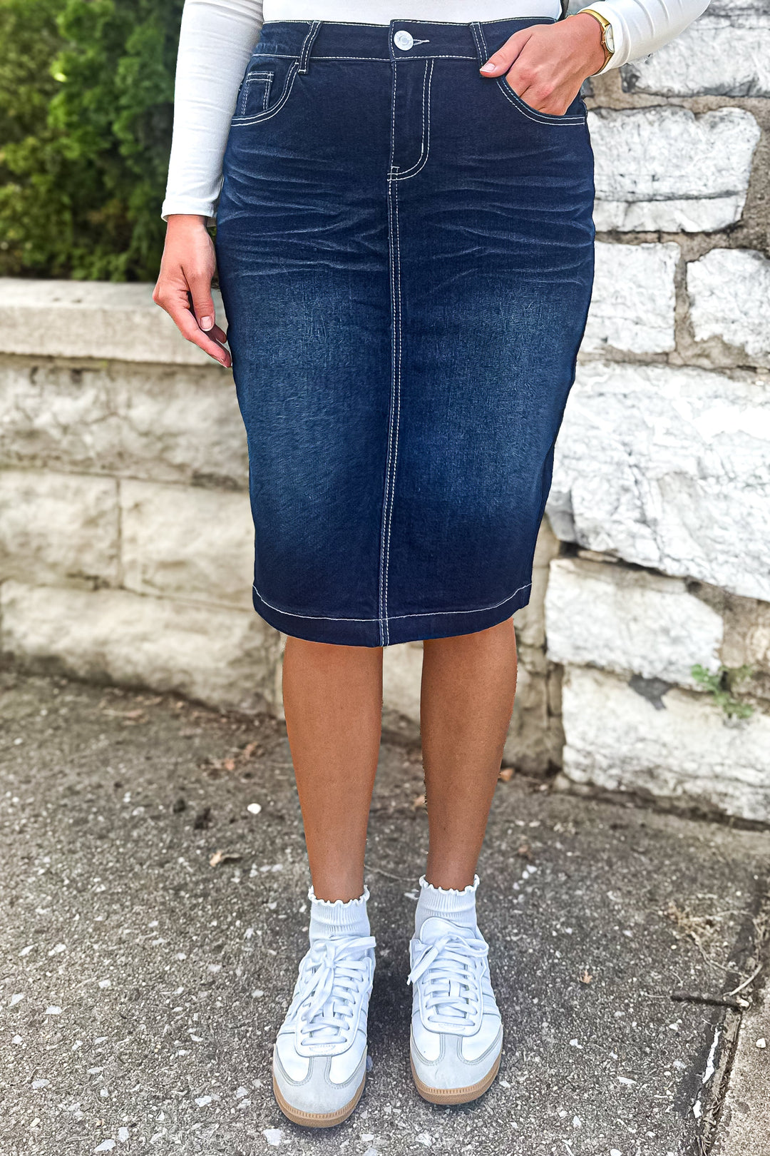 Gonna in jeans Ella (blu indaco scuro)