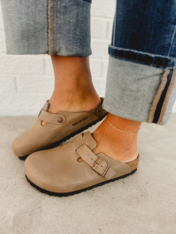 Zoccolo Birkenstock Boston in pelle oliata - Tabacco marrone
