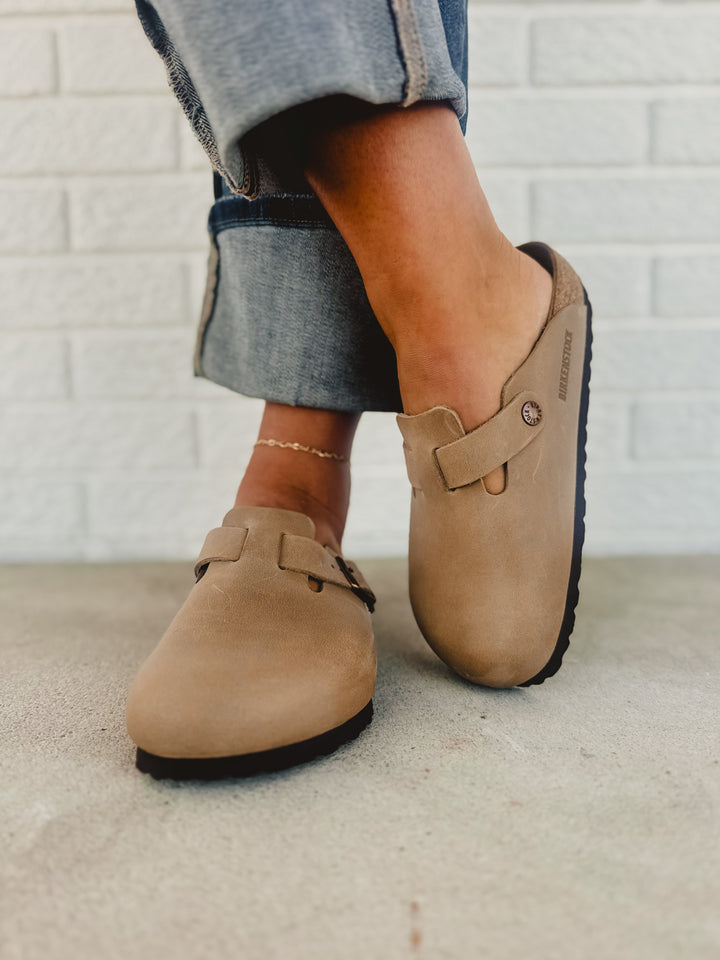 Zoccolo Birkenstock Boston in pelle oliata - Tabacco marrone