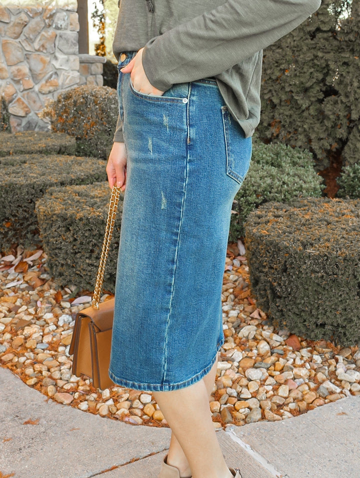 Gonna di jeans Piper effetto consumato in Vintage (Vendita finale)