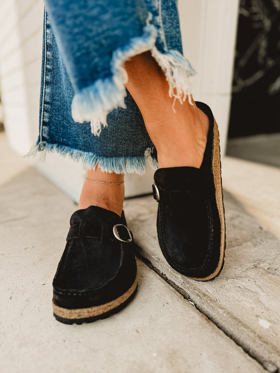 Zoccolo Birkenstock Buckley in pelle scamosciata - Nero