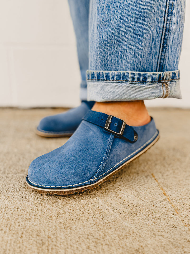 Zoccoli Birkenstock Lutry in pelle scamosciata premium - Elemental Blue