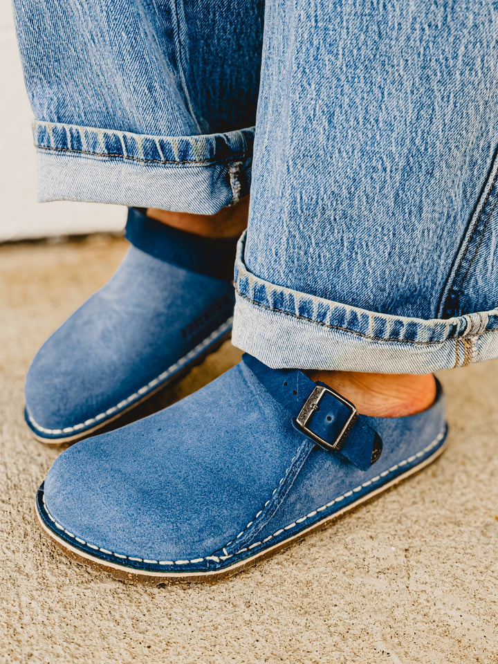 Zoccoli Birkenstock Lutry in pelle scamosciata premium - Elemental Blue