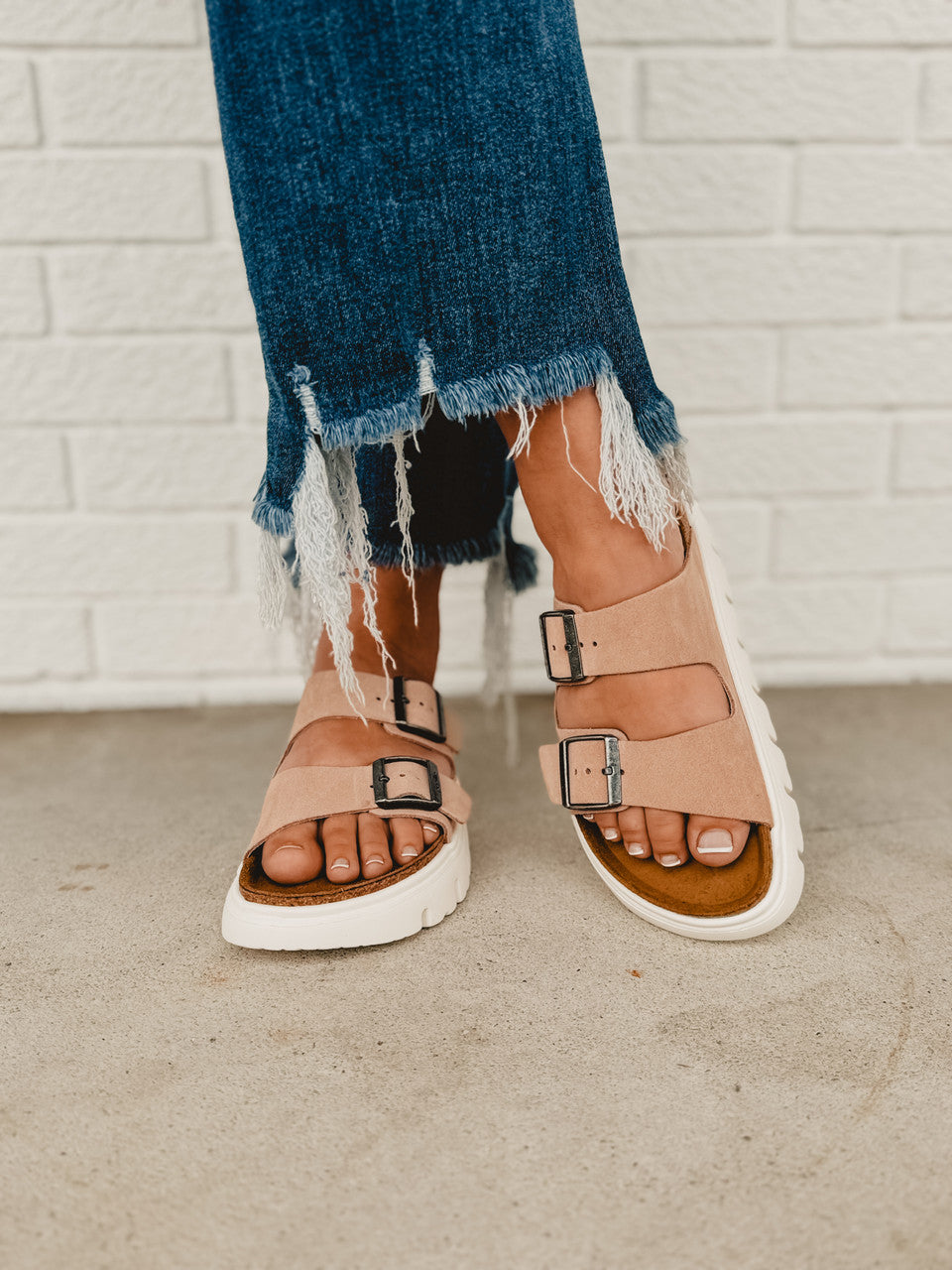 Sandalo Birkenstock Arizona Papillio Chunky in pelle scamosciata - Warm Sand